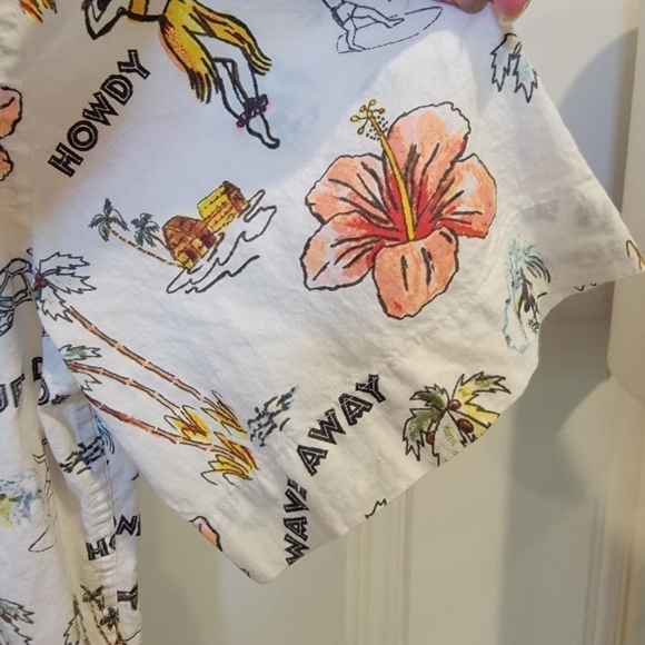 H & M Hawaiian Shirt Button Down short sleeve Tropical Surf Beach Size M - Picture 7 of 13